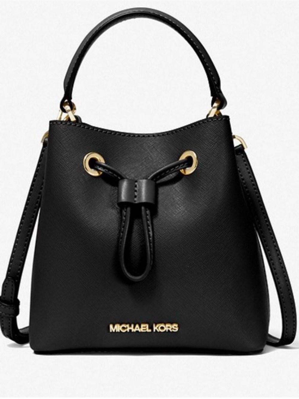 Michael Kors Suri Small Saffiano Leather Crossbody / Bucket Bag in Black